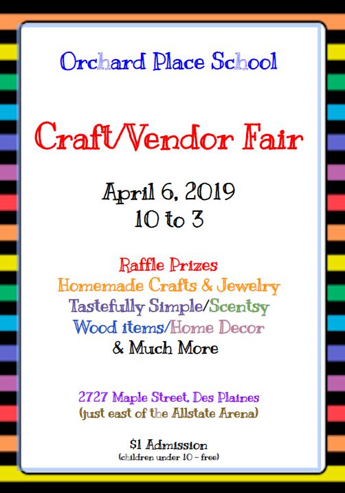 Orchard Place Elementary School Craft Fair – This Saturday!