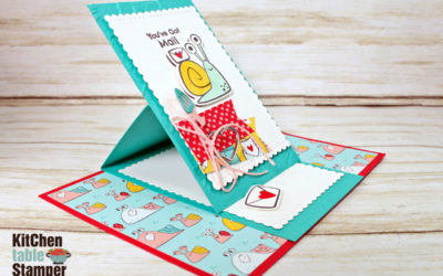 Snailed It Mini Easel Card Tutorial with Kitchen Table Stamper