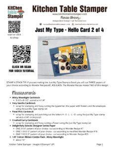 Just My Type - Hello Project Sheet 2 of 4 - Kitchen Table Stamper